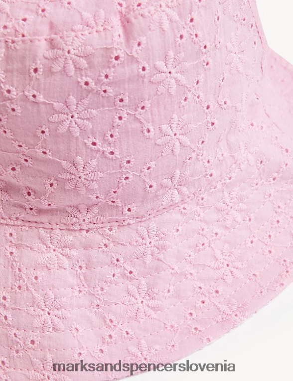 vezen klobuk za sončenje iz čistega bombaža hladno roza Marks & Spencer dodatki otroci 6T8F6X8774