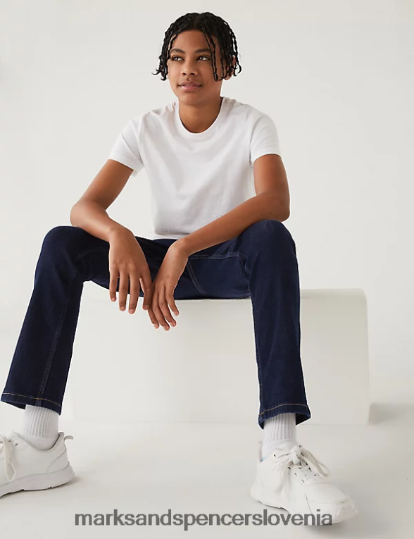 bombaž jones straight fit z raztegljivimi kavbojkami indigo Marks & Spencer oblačila otroci 6T8F6X8449
