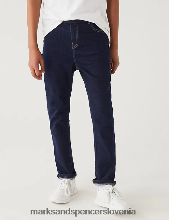 bombaž jones straight fit z raztegljivimi kavbojkami indigo Marks & Spencer oblačila otroci 6T8F6X8449