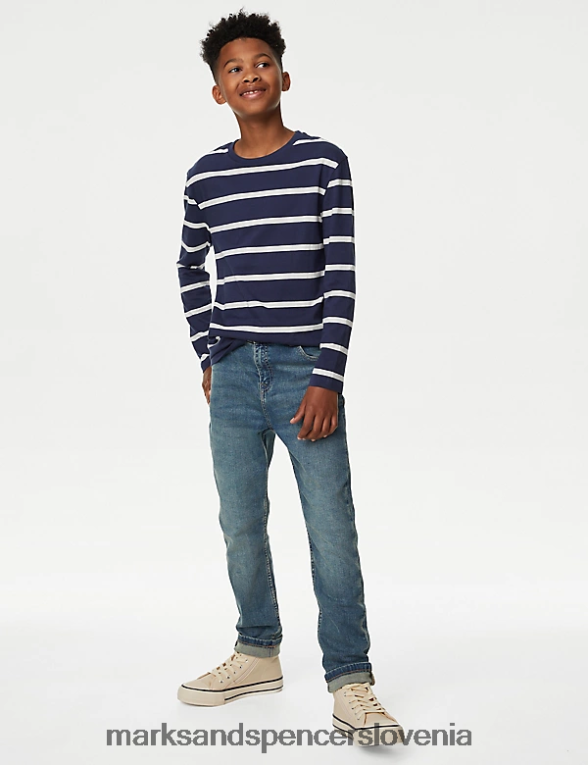 bombaž jones straight fit z raztegljivimi kavbojkami odtenek Marks & Spencer oblačila otroci 6T8F6X8451
