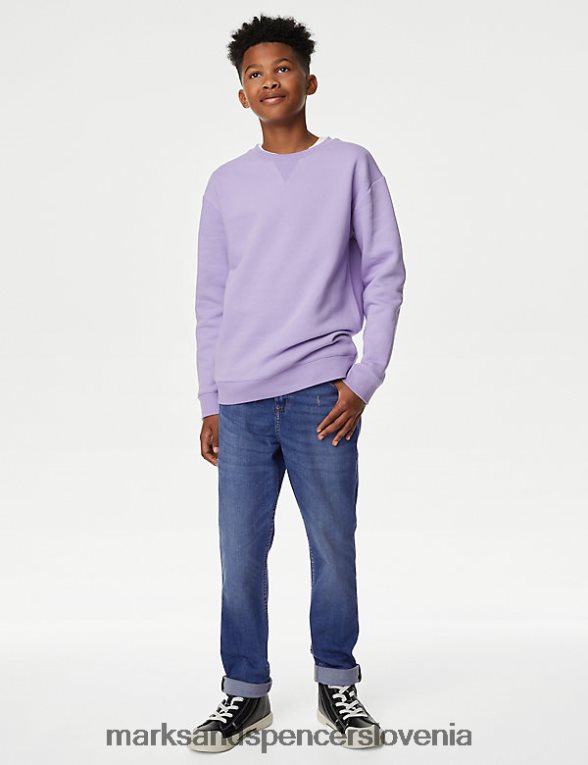 bombaž jones straight fit z raztegljivimi kavbojkami srednje modra Marks & Spencer oblačila otroci 6T8F6X8450