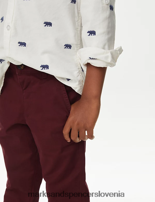 chinos hlače iz bogatega bombaža rdeča Marks & Spencer oblačila otroci 6T8F6X8227