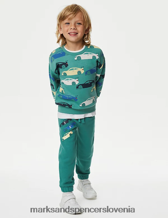 cotton joggerji zelena Marks & Spencer oblačila otroci 6T8F6X7799