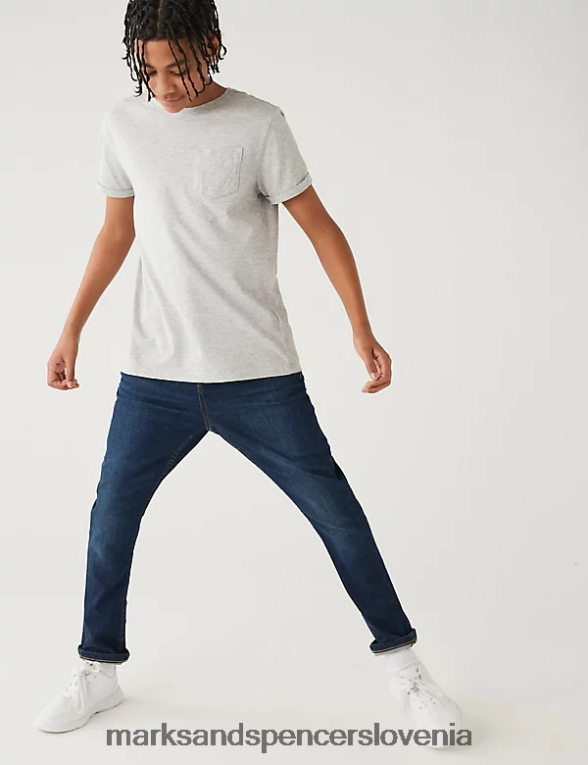 the smith skinny fit bombaž z raztegljivimi kavbojkami temno indigo Marks & Spencer oblačila otroci 6T8F6X8586