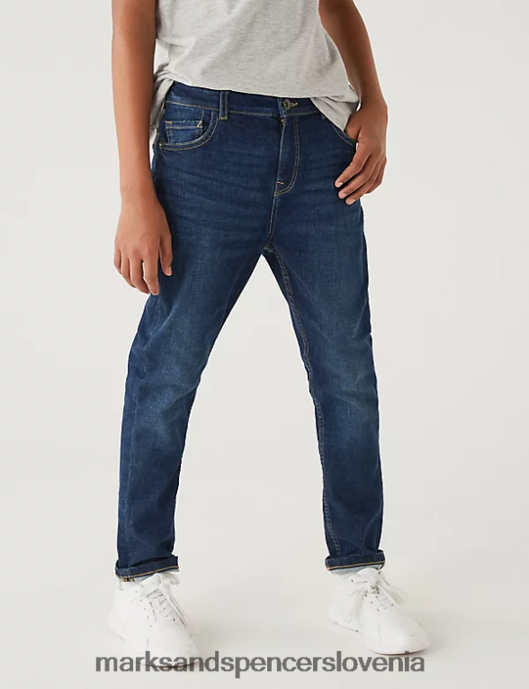 the smith skinny fit bombaž z raztegljivimi kavbojkami temno indigo Marks & Spencer oblačila otroci 6T8F6X8586