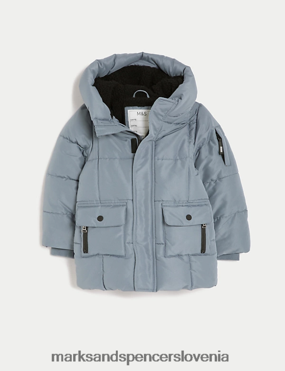 stormwear podložen plašč s kapuco in parangalom jekleno modra Marks & Spencer oblačila otroci 6T8F6X8193