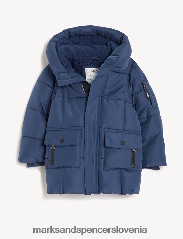 stormwear podložen plašč s kapuco in parangalom mornarica Marks & Spencer oblačila otroci 6T8F6X7927