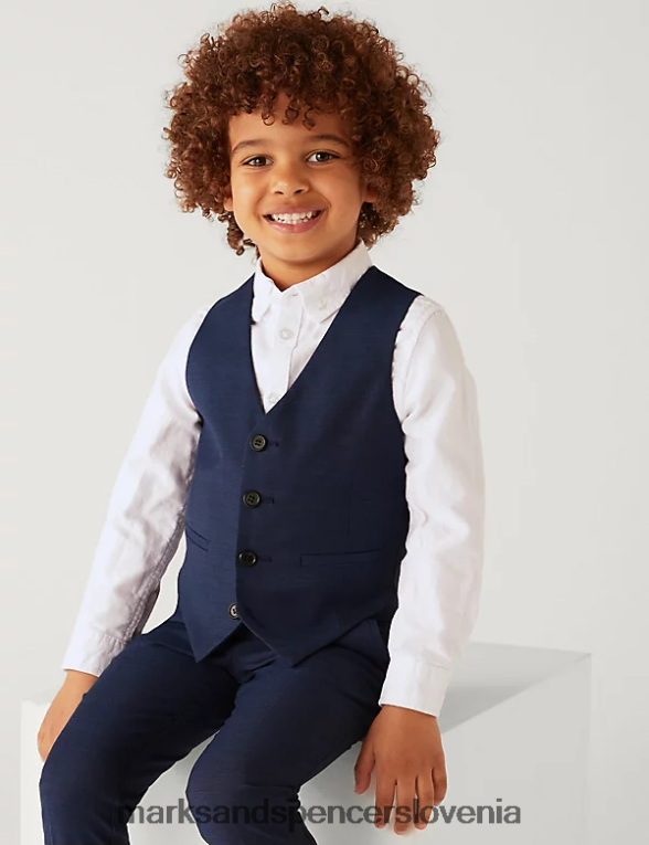 telovnik za obleko indigo Marks & Spencer oblačila otroci 6T8F6X8223