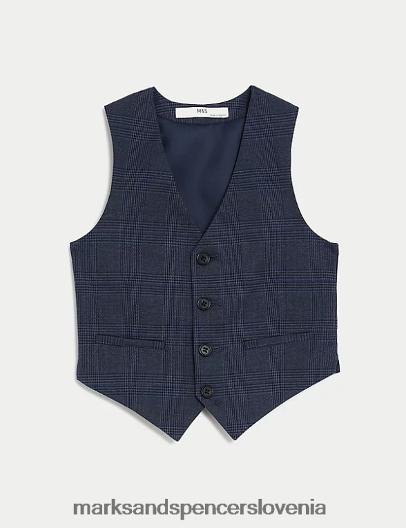 karirasti telovnik mornarica Marks & Spencer oblačila otroci 6T8F6X8115