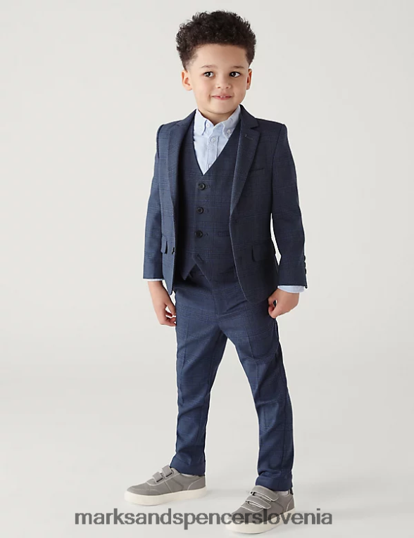 karirasti telovnik mornarica Marks & Spencer oblačila otroci 6T8F6X8115