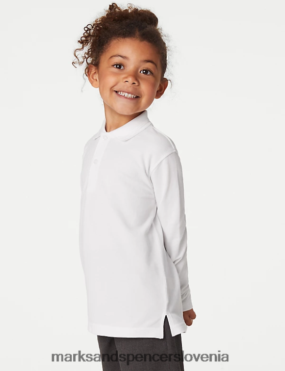 2pk šolske polo majice iz čistega bombaža bela Marks & Spencer šolska uniforma otroci 6T8F6X3296