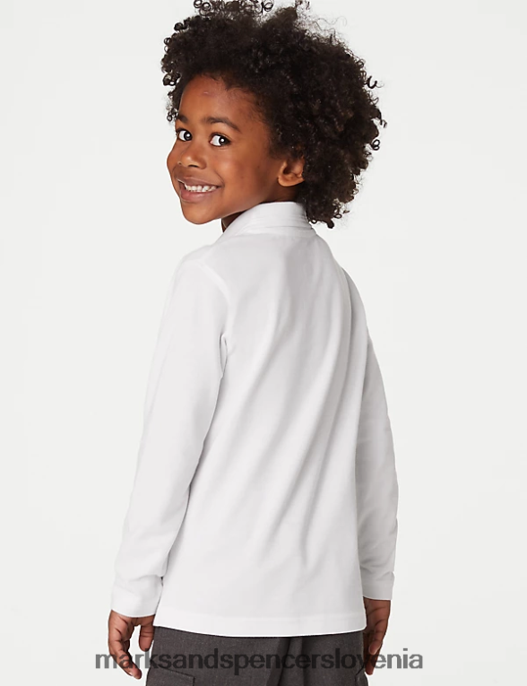 2pk šolske polo majice iz čistega bombaža bela Marks & Spencer šolska uniforma otroci 6T8F6X3296