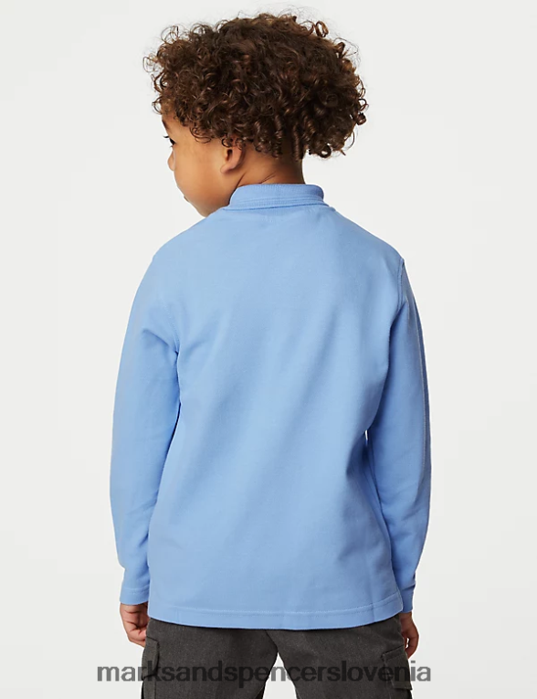 2pk šolske polo majice iz čistega bombaža modra Marks & Spencer šolska uniforma otroci 6T8F6X3593