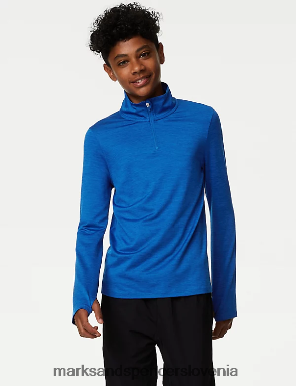 športni top s pol zadrgo kobalt Marks & Spencer šolska uniforma otroci 6T8F6X8327