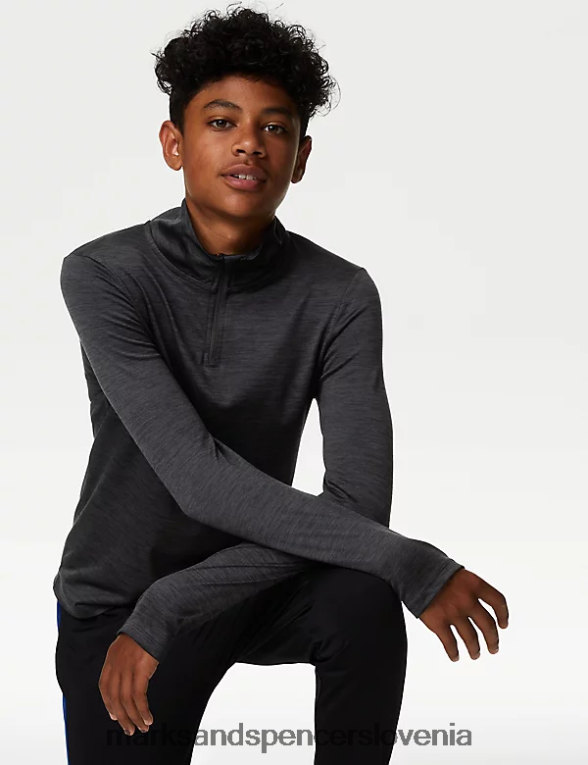 športni top s pol zadrgo črna mešanica Marks & Spencer šolska uniforma otroci 6T8F6X8568