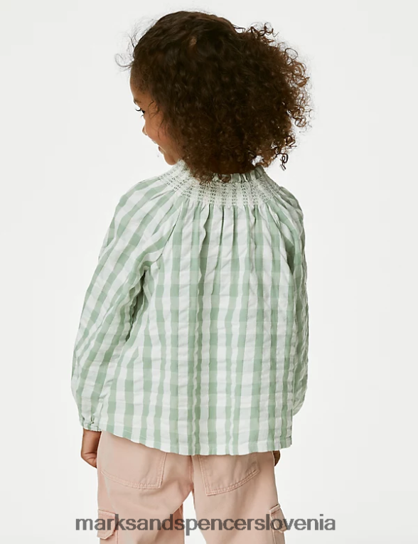 bluza iz čistega bombaža zelena mešanica Marks & Spencer oblačila otroci 6T8F6X9136