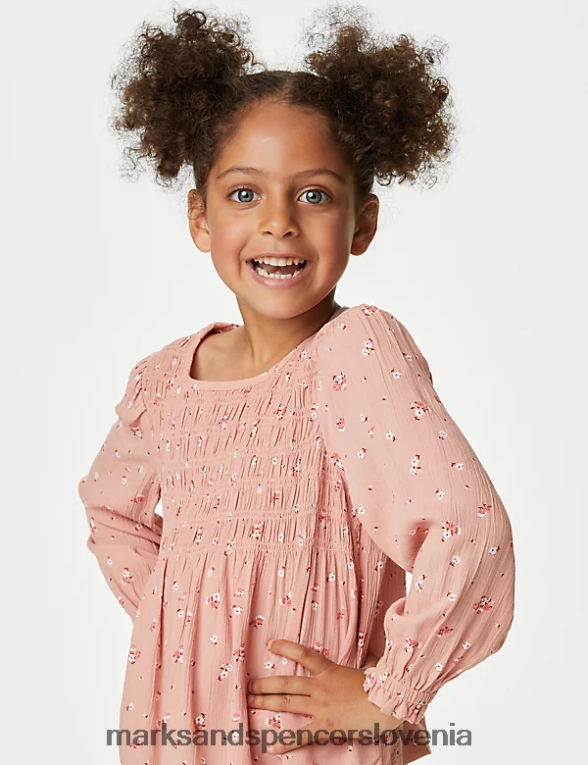 bluza s cvetličnimi motivi roza mešanica Marks & Spencer oblačila otroci 6T8F6X9115