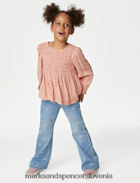 bluza s cvetličnimi motivi roza mešanica Marks & Spencer oblačila otroci 6T8F6X9115