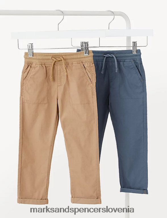 2pk hlače iz čistega bombaža rjava mešanica Marks & Spencer oblačila otroci 6T8F6X8727