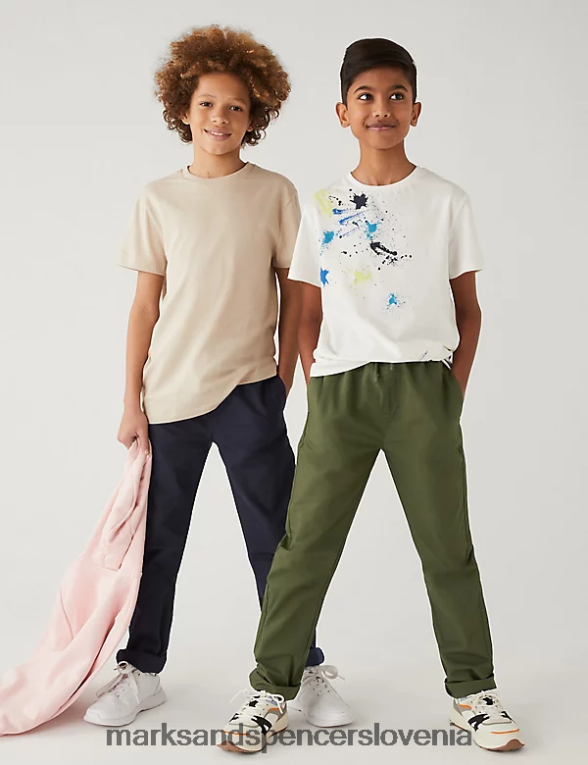 2pk ripstop hlače iz čistega bombaža mešanica kakija Marks & Spencer oblačila otroci 6T8F6X8387