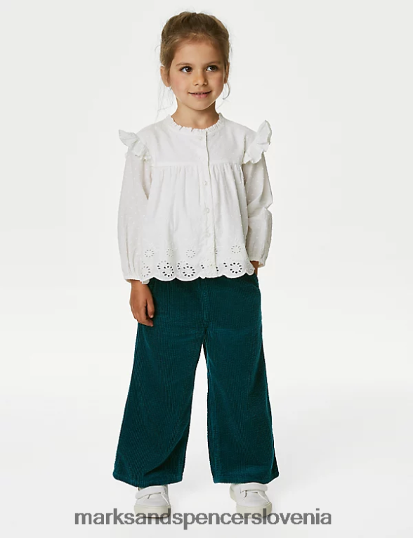 hlače iz čistega bombaža zelena Marks & Spencer oblačila otroci 6T8F6X9024