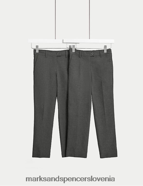 šolske 2pk slim hlače z daljšo dolžino siva Marks & Spencer oblačila otroci 6T8F6X9245