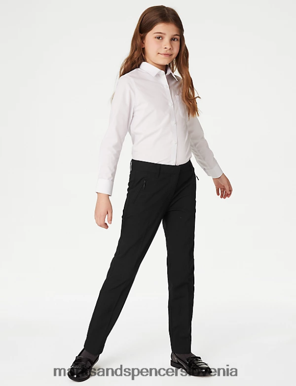 Šolske hlače z ozkim pasom Črna Marks & Spencer oblačila otroci 6T8F6X9552
