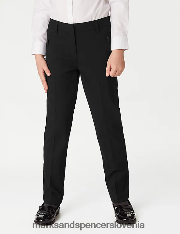 Šolske hlače z ozkim pasom Črna Marks & Spencer oblačila otroci 6T8F6X9552