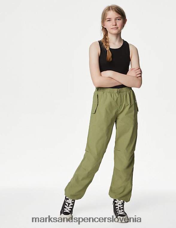 padalske hlače iz čistega bombaža kaki Marks & Spencer oblačila otroci 6T8F6X9479