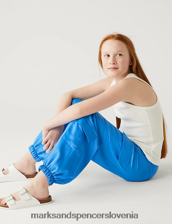 satenaste kargo hlače modra Marks & Spencer oblačila otroci 6T8F6X9010