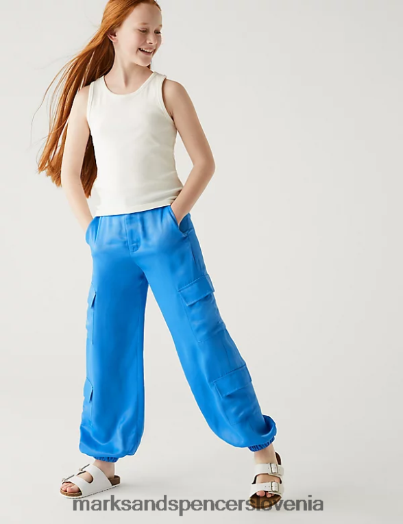 satenaste kargo hlače modra Marks & Spencer oblačila otroci 6T8F6X9010
