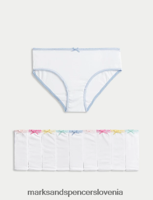 10pk hlačke iz čistega bombaža bela mešanica Marks & Spencer oblačila otroci 6T8F6X9828