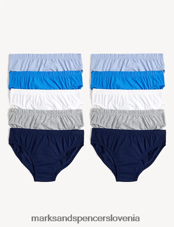10pk hlačke iz čistega bombaža modra mešanica Marks & Spencer oblačila otroci 6T8F6X8027