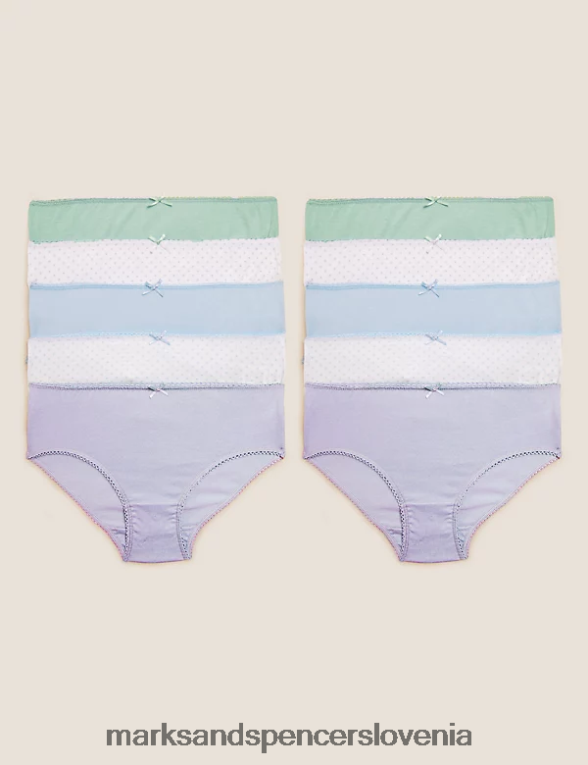 10pk čistega bombaža pikčaste in navadne spodnjice bledo lila Marks & Spencer oblačila otroci 6T8F6X9496