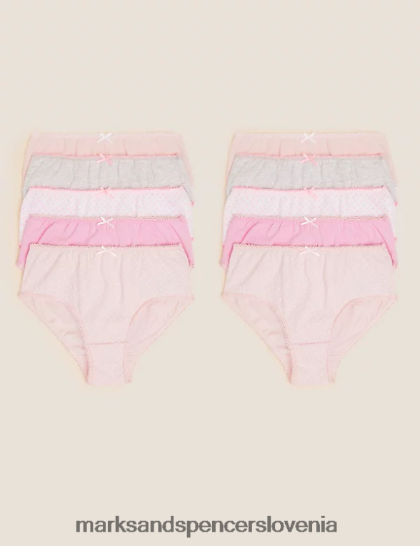 10pk čistega bombaža pikčaste in navadne spodnjice roza mešanica Marks & Spencer oblačila otroci 6T8F6X8992