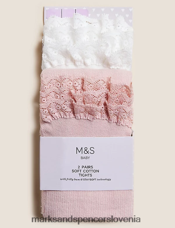 2pk bombažne hlačne nogavice z volančki bela mešanica Marks & Spencer oblačila otroci 6T8F6X9456