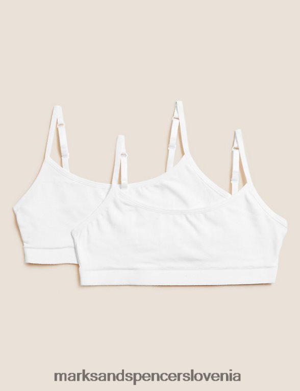2pk flexifit bogati bombažni kratki zgornji deli bela Marks & Spencer oblačila otroci 6T8F6X4408