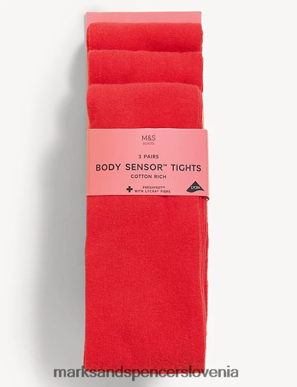 3 kos šolskih hlačnih nogavic body senzor rdeča Marks & Spencer oblačila otroci 6T8F6X9764