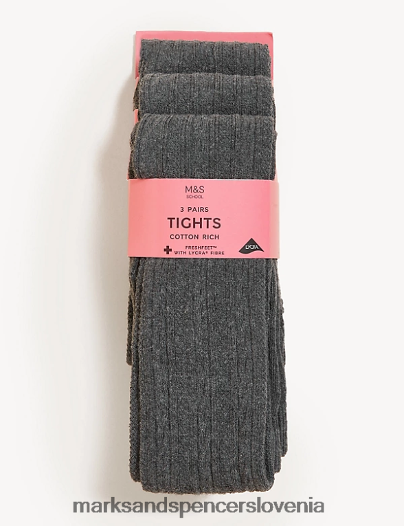 3 kos pletenih hlačnih nogavic siva Marks & Spencer oblačila otroci 6T8F6X9387