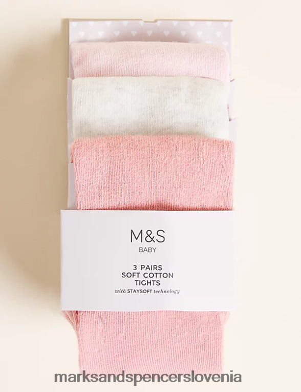 3pk bogate bombažne hlačne nogavice roza mešanica Marks & Spencer oblačila otroci 6T8F6X9855