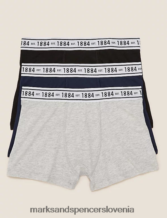 3pk bombaž bogat z raztegljivimi navadnimi hlačami siva mešanica Marks & Spencer oblačila otroci 6T8F6X8411