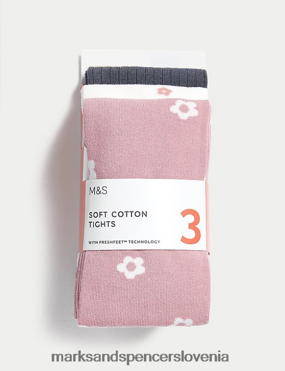 3pk bombažne hlačne nogavice z marjeticami multi Marks & Spencer oblačila otroci 6T8F6X8919