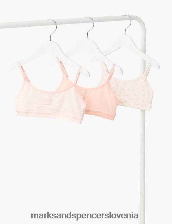 3pk bombažne majice z vzorci roza mešanica Marks & Spencer oblačila otroci 6T8F6X8862