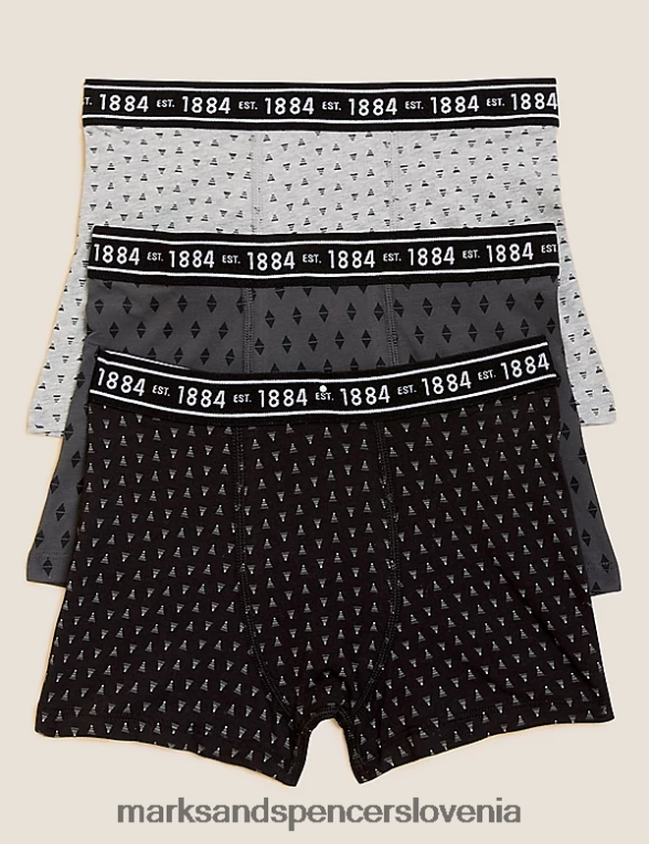 3pk bombaž z raztegljivimi potiskanimi hlačami črna mešanica Marks & Spencer oblačila otroci 6T8F6X8669