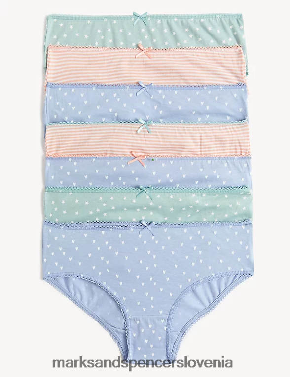 7pk hlačke s potiskom iz čistega bombaža modra mešanica Marks & Spencer oblačila otroci 6T8F6X8829
