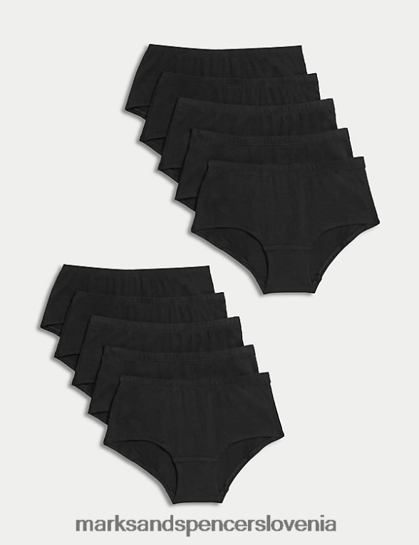 10pk bogat bombaž z raztegljivimi kratkimi hlačami črna mešanica Marks & Spencer oblačila otroci 6T8F6X9186