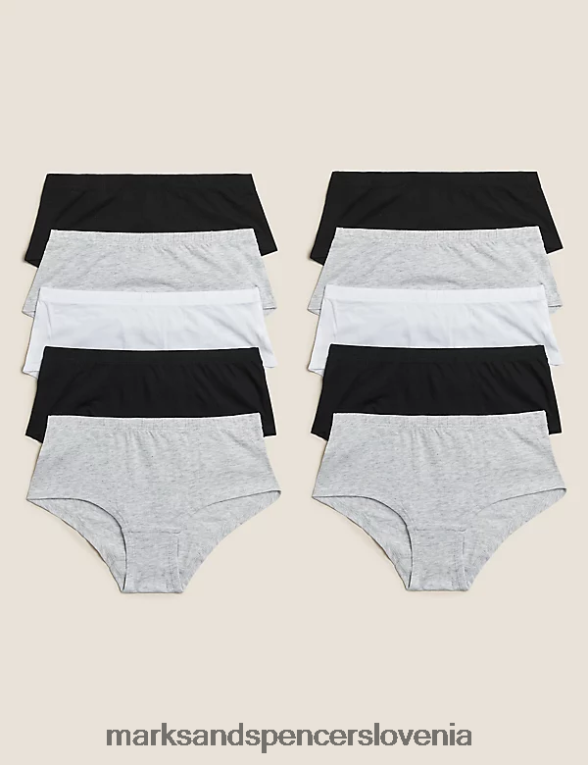 10pk bombažne kratke hlače črna/siva Marks & Spencer oblačila otroci 6T8F6X15