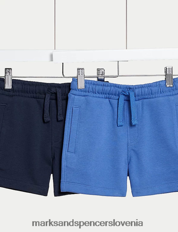 2pk bogate bombažne kratke hlače mornarsko modra Marks & Spencer oblačila otroci 6T8F6X7798