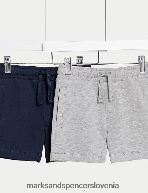 2pk bogate bombažne kratke hlače mornarsko/siva Marks & Spencer oblačila otroci 6T8F6X8022