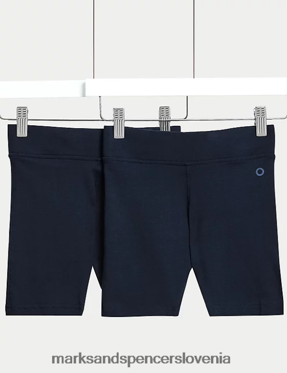 2pk bombaž z raztegljivimi šolskimi kratkimi hlačami mornarska mešanica Marks & Spencer oblačila otroci 6T8F6X9342